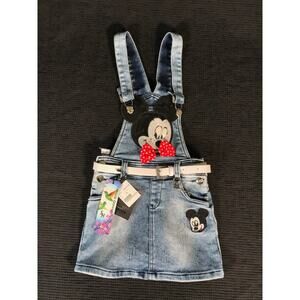 NWT Mickey Mouse Kids Denim Overall Skirt Size 6 / 7 Small Sunday Holiday New